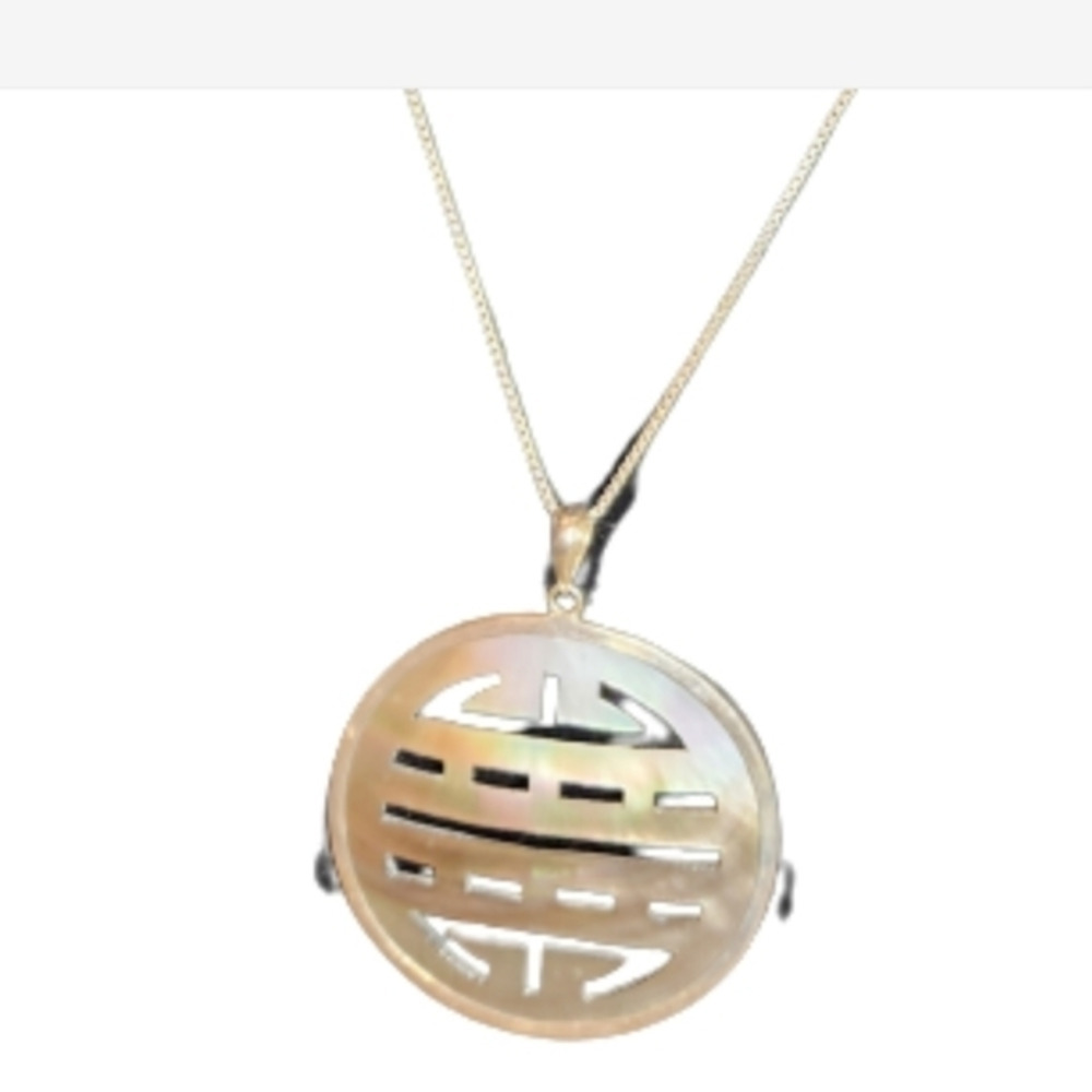 Vintage Abalone‎ Mother of Pearl sterling necklace pendant